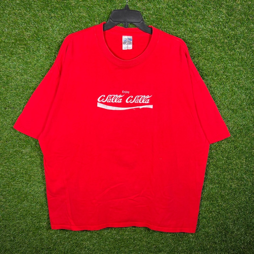 Gildan Ultra Cotton walla walla Coca Cola Parody Graphic T-Shirt Mens XL Red